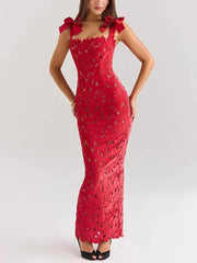 Elegantes festliches Maxikleid mit Schleifenträgern