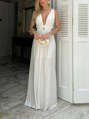 The Most Beautiful Time Elegantes rückenfreies Maxikleid mit tiefem V-Ausschnitt
