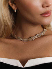 Collar de diamantes de imitación con diseño de cruz de fiesta