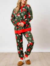 Weihnachts-Homewear-Set mit Schneeflocken-Print und Knöpfen