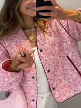 Lässige Patchwork-Jacke mit bedrucktem Nähmuster