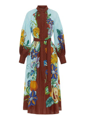 Sunny – Einreihiges Midikleid mit Blumenmuster und Bindeband