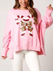 Sudadera navideña de manga larga con lentejuelas