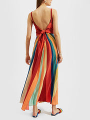 Einzigartiges und wunderschönes Midikleid mit Regenbogen-Print