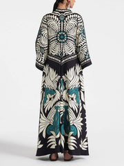 Vestido largo fluido con estampado floral único