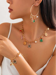 Collar con colgante de caramelo y muñeco de nieve navideño