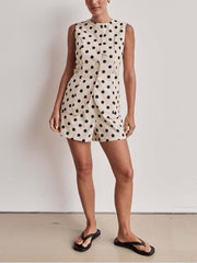 Golden Polka Dot Print Vest Top