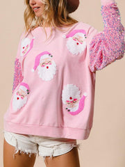 Sudadera navideña de manga larga con lentejuelas