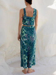 Einzigartiger Midirock in A-Linie mit Blumenmuster