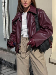 Lockere Motorradjacke aus Leder