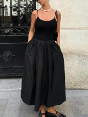 Temperamentvolles und leichtes Luxus-Maxikleid mit Hosenträgern und Plissee