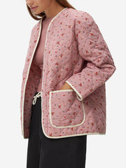 Einzigartige gesteppte rosa Blumentaschenjacke
