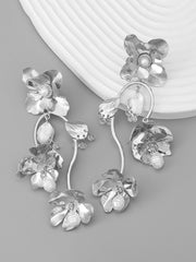 Pendientes colgantes exagerados de flores y perlas
