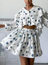 Lässiges, gerüschtes Homewear-Set mit kurzem Rock und zwei Teilen