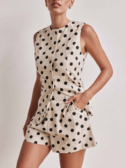 Exquisite Polka Dot Print Side Pocket Shorts