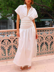 Elegantes Midikleid im Hemdstil mit V-Ausschnitt und A-Linie