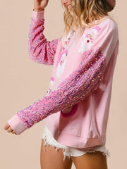 Sudadera navideña de manga larga con lentejuelas