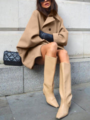 Und High-End-Woll-Strickjacke mit Revers und Fledermausärmeln