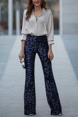 Elegant Sequined Flared Trousers
