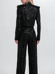 Blazer clásico de lentejuelas de estilo corto