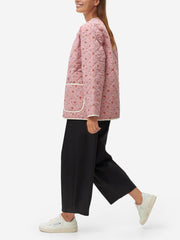 Einzigartige gesteppte rosa Blumentaschenjacke