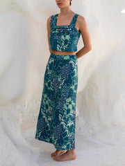 Einzigartiger Midirock in A-Linie mit Blumenmuster