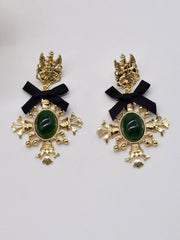 Pendientes vintage de cruz con lazo barroco