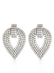 Pendientes de clip con diamantes de imitación geométricos