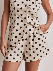 Exquisite Polka Dot Print Side Pocket Shorts