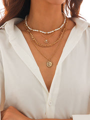 Collar multicapa de perlas barrocas para clavícula