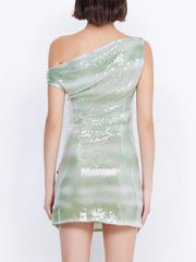 Elegant Off-shoulder Sequined Mini Dress