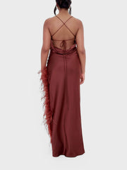 Elegant Sexy Satin Stripe Slit Maxi Dress