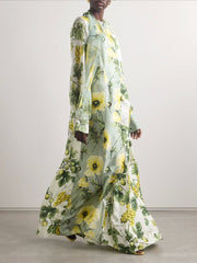 Maxikleid mit zartem Blumen- und Früchte-Print
