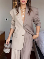 Einzigartiges, zweifarbiges, klassisches Anzugsakko im Colorblock-Design