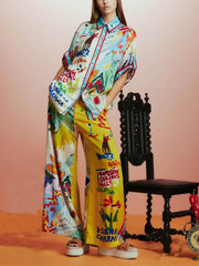 Pantalones con bolsillo y cintura elástica con estampado único