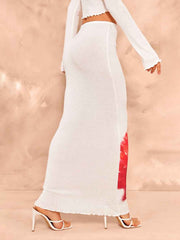 Casual Floral Print High Waist Fitted Skirt Two Piece Set