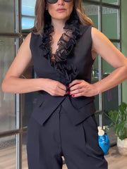 Lace Trim Sleeveless Vest Top