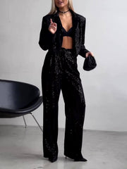 Blazer clásico de lentejuelas de estilo corto