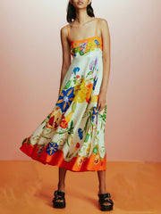 Sunny Pomegranate – Midikleid mit Blumendruck