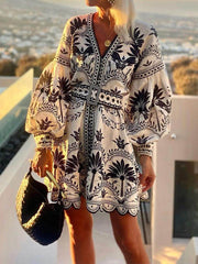 Printed Beach Loose Mini Dress