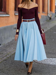 Suéter de punto de manga larga con cuello en V y un solo hombro