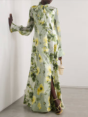 Maxikleid mit zartem Blumen- und Früchte-Print