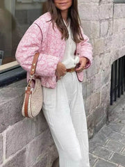 Lässige Patchwork-Jacke mit bedrucktem Nähmuster