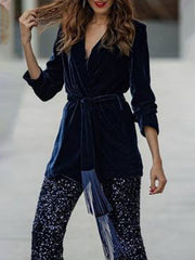 Elegante Fransen Casual Revers Krawatte Jacke