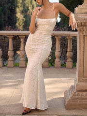 Vestido largo de cola de pez quemada tridimensional