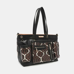 Nicole Lee Geometric Pattern Large Handbag
