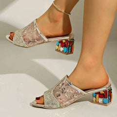Open Toe Block Heels Sandals