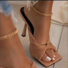 Open Toe Flare Heels Sandals
