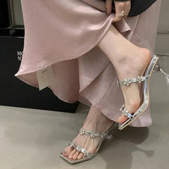Open Toe Flare Heels Sandals