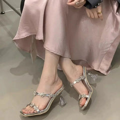 Open Toe Flare Heels Sandals